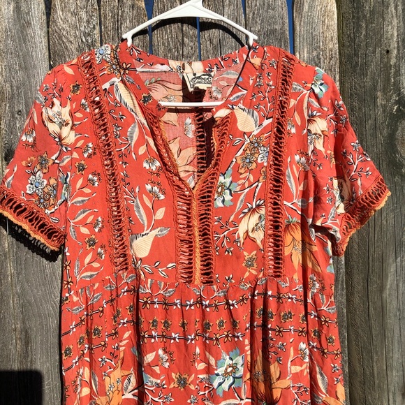 Jaase Australian Boho Floral Mini Dress Sz S/ swimsuit coverup - Picture 3 of 7